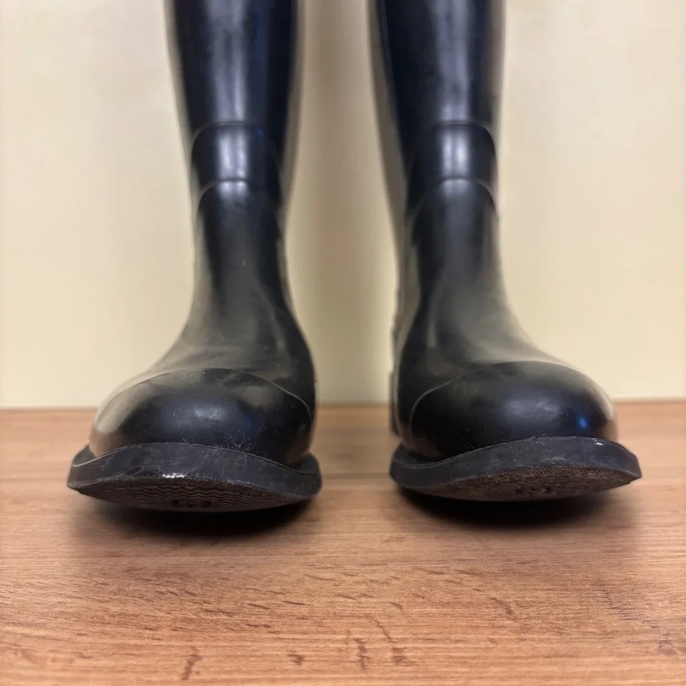 BURBERRY Crosshill Heart Check Rain Boots In Black‎ Women Size 40 Outdoor Rubber